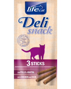 Life Cat Deli Snack Gatto Stick di Pollo e Anatra 15 gr