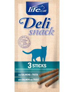 Life Cat Deli Snack Gatto Stick di Salmone e Trota 15 gr