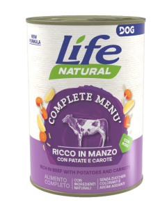 Life Natural Dog Adult Complete Menù Ricco in Manzo con Patate e Carote Lattina 400 gr