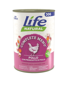 Life Natural Dog Adult Complete Menù Ricco in Pollo con Prosciutto di Pollo Lattina 400 gr