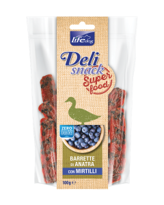 Life Dog Deli Snack Cane Barrette di Anatra con Mirtilli 100 gr