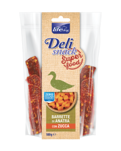 Life Dog Deli Snack Cane Barrette di Anatra con Zucca 100 gr