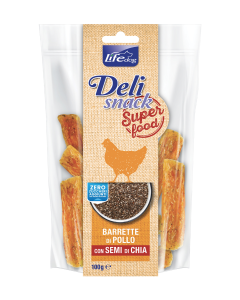 Life Dog Deli Snack Cane Barrette di Pollo con Semi di Chia 100 gr