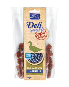 Life Dog Deli Snack Cane Chips di Anatra con Mirtilli 100 gr