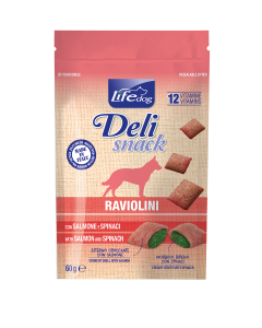 Life Dog Deli Snack Cane Raviolini di Salmone e Spinaci 60 gr