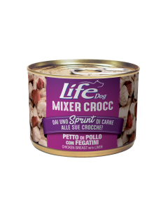 Life Dog Mixer Crocc Cane Petto di Pollo con Fegatini Lattina 150 gr