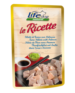 Life Dog Natural Le Ricette Cane Filetti di Tonno con Salmone Busta 95 gr