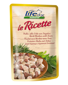 Life Dog Natural Le Ricette Cane Pollo alle Erbe con Fegatini Busta 95 gr