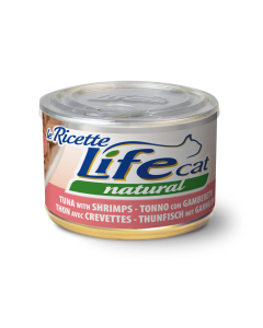 Life Cat Natural Le Ricette Gatto Adulto Tonno con Gamberetti Lattina 150 gr