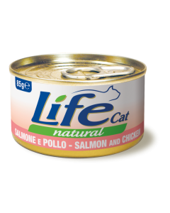 Life Cat Natural Gatto Adulto Salmone e Pollo Lattina 85 gr