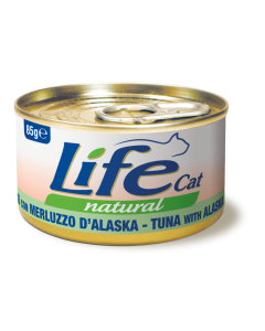 Life Cat Natural Gatto Adulto Tonnetto con Merluzzo d'Alaska Lattina 85 gr