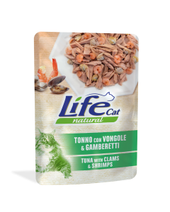 Life Cat Natural Gatto Adulto Tonno con Vongole e Gamberetti Busta 70 gr