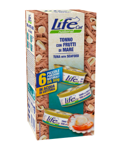 Life Cat Natural Gatto Adulto Tonno con Frutti di mare Multipack 6 pz x 50 gr