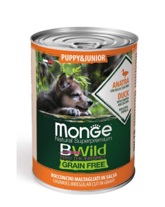 Monge BWild Grain Free Cane Puppy e Junior Anatra Lattina 400 gr