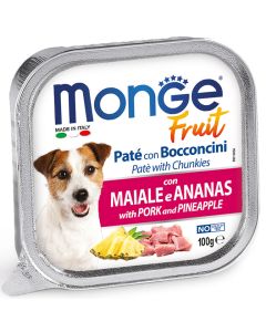 Monge Fruit Cane Paté con Bocconcini Maiale e Ananas Vaschetta 100 gr