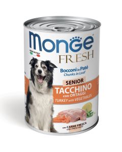 Monge Fresh Cane Senior Bocconi in Paté Tacchino e Verdure 400 gr