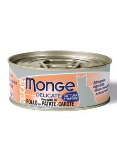 Monge Delicate Gatto Adult Pezzetti di Pollo con Patate e Carote Lattina 80 gr