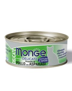 Monge Delicate Gatto Adult Pezzetti di Pollo con Asparagi Lattina 80 gr 