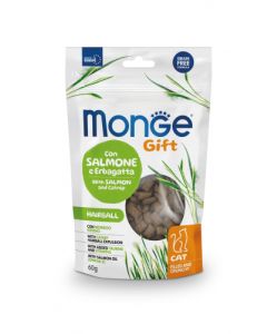 Monge Gift Gatto Hairball Filled and Crunchy di Salmone con Erba Gatta 60 gr