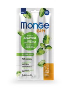 Monge Gift Gatto Sterilised Soft Sticks di Anatra con Melissa 15 gr