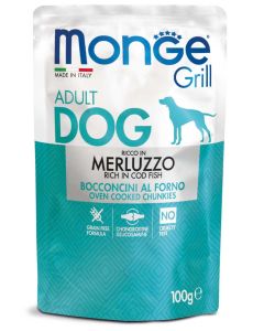 Monge Grill Cane Adult Bocconcini Ricco in Merluzzo Busta 100 gr