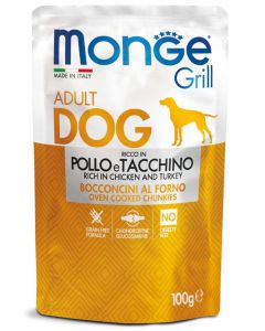 Monge Grill Cane Adult Bocconcini Ricco in Pollo e Tacchino Busta 100 gr