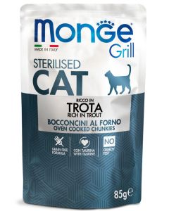 Monge Grill Gatto Sterilizzato Bocconcini in Jelly alla Trota Busta 85 gr