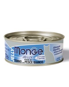 Monge Jelly Gatto Adult Filetti di Tonno con Pesce Bianco Lattina 80 gr