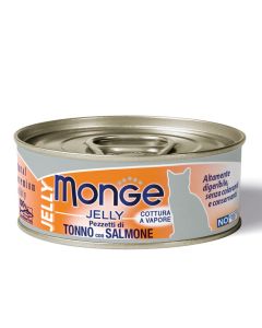 Monge Jelly Gatto Adult Pezzetti di Tonno con Salmone Lattina 80 gr