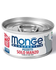 Monge Monoproteico Gatto Pezzetti Solo Manzo Lattina 80 gr