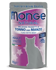 Monge Natural Gatto Adult Pezzetti di Tonno con Manzo Busta 80 gr