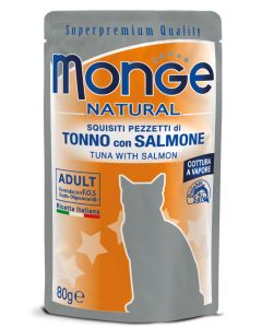 Monge Natural Gatto Adult Pezzetti di Tonno con Salmone Busta 80 gr