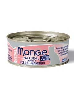 Monge Natural Gatto Adult Pezzetti di Tonno e Pollo con Gamberi Lattina 80 gr