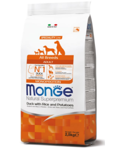 Monge Superpremium Cane Adult All Breeds Monoprotein Anatra Riso e Patate Crocchette