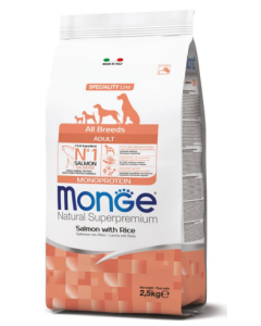 Monge Superpremium Cane Adult All Breeds Monoprotein Salmone e Riso Crocchette