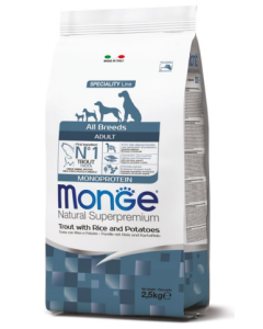 Monge Superpremium Cane Adult All Breeds Monoprotein Trota Riso e Patate Crocchette