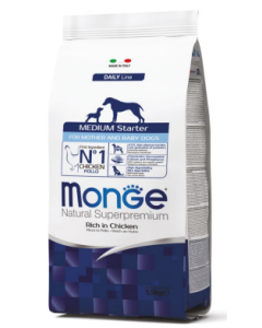 Monge Superpremium Cane Medium Starter per Madre e Cucciolo al Pollo Crocchette 1,5 kg