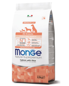 Monge Superpremium Cane Puppy e Junior All Breeds Monoprotein Salmone e Riso Crocchette