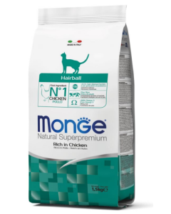 Monge Superpremium Gatto Adult Hairball al Pollo Crocchette 