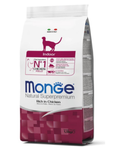 Monge Superpremium Gatto Adult Indoor al Pollo Crocchette 1,5 kg