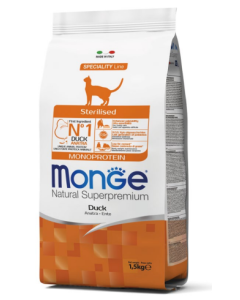 Monge Superpremium Gatto Adult Sterilizzato Monoprotein all'Anatra Crocchette