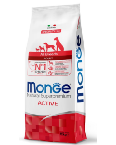 Monge Superpremium Cane Adult All Breeds Active al Pollo Crocchette 12 kg