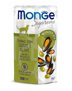 Monge Supreme Gatto Adult Tonno con Cozze e Olive Busta 80 gr