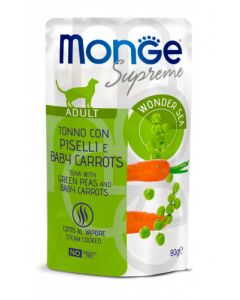 Monge Supreme Gatto Adult Tonno con Piselli e Baby Carrots Busta 80 gr