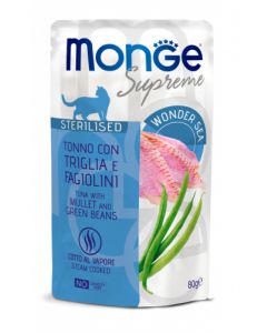 Monge Supreme Gatto Sterilizzato Tonno con Triglia e Fagiolini Busta 80 gr