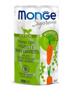 Monge Supreme Kitten Tonno con Piselli e Baby Carrots Busta 80 gr