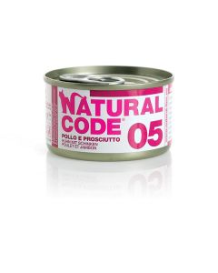 Natural Code 05 Gatto Adulto Pollo e Prosciutto Lattina 85 gr