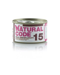 Natural Code 15 Gatto Adulto Pollo con Verdure e Fegato Lattina 85 gr