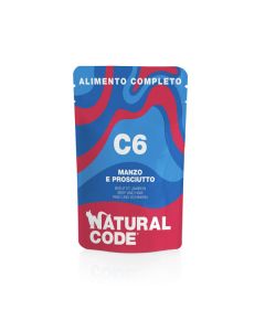 Natural Code C6 Gatto Adulto Manzo e Prosciutto Busta 70 gr