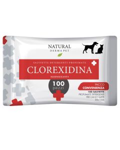 Natural Derma Pet Salviette Clorexidina - Confezione da 100 pezzi